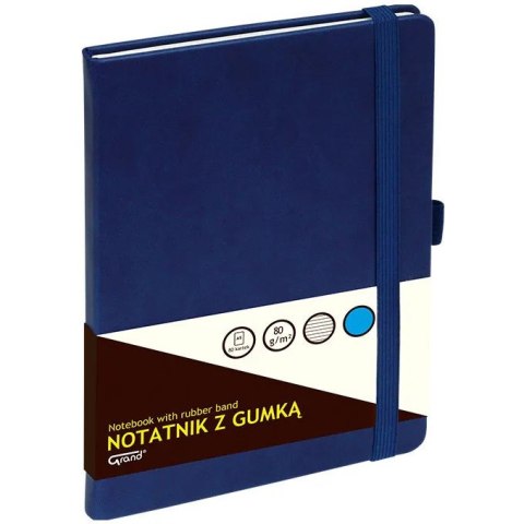 Notatnik z gumką A5 granatowy linia 150-1424 GRAND Notatnik z gumką A5 granatowy linia 150-1424 GRAND