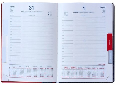 Terminarz A5 dzienny, okładka skóropodobna - szyta - wycinane registry K2 BESKIDY Terminarz A5 dzienny, okładka skóropodobna - szyta - wycinane registry K2 BESKIDY