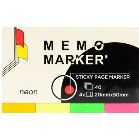 Zakładki neon 4*20*50 DALPO 4kol*40k. Zakładki neon 4*20*50 DALPO 4kol*40k.