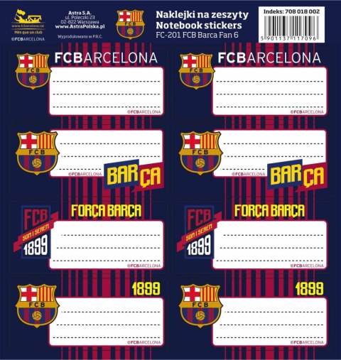 NAKLEJKI NA ZESZYTY FC-201 FC BARCELONA FAN 6 708018002 ASTRA NAKLEJKI NA ZESZYTY FC-201 FC BARCELONA FAN 6 708018002 ASTRA
