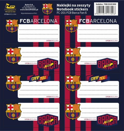 NAKLEJKI NA ZESZYTY FC-201 FC BARCELONA FAN 6 708018002 ASTRA NAKLEJKI NA ZESZYTY FC-201 FC BARCELONA FAN 6 708018002 ASTRA