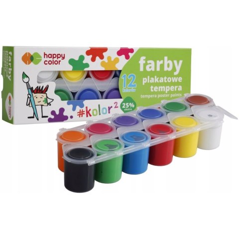 Farba plakatowa HAPPY COLOR TEMPERA 12kol x25ml HA 3310 0025-K12 Farba plakatowa HAPPY COLOR TEMPERA 12kol x25ml HA 3310 0025-K12