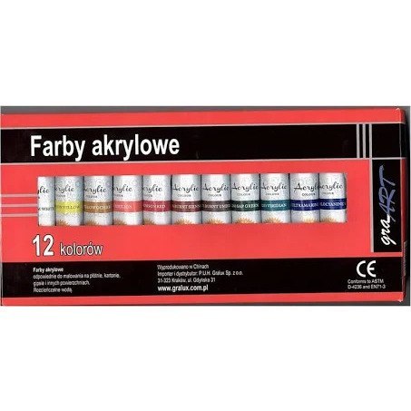 Farby AKRYL tuba 12ml 12kol. graArt KB 9212-2/G Farby AKRYL tuba 12ml 12kol. graArt KB 9212-2/G