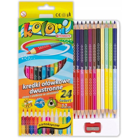 Kredki ołówkowe trójkątne dwustronne 12/24kol Premium Kolori TT7227 Kredki ołówkowe trójkątne dwustronne 12/24kol Premium Kolori TT7227