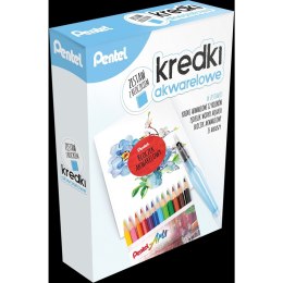 Zestaw kredek PENTEL z bloczkiem akwarelowym CB9-12 AQUASH z BLOCZKIEM