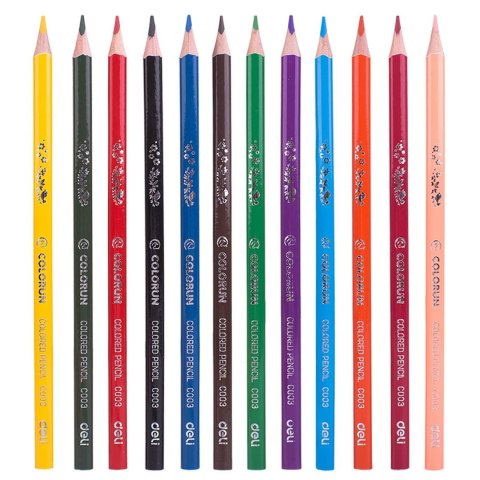 Kredki ołówkowe trójkątne COLORUN 12 kolorów EC00300 DELI Kredki ołówkowe trójkątne COLORUN 12 kolorów EC00300 DELI