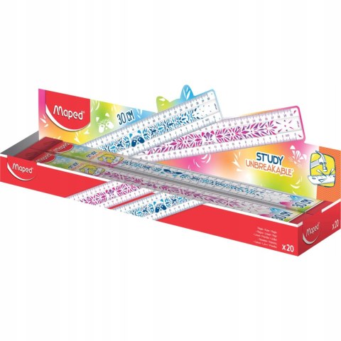 Linijka Study niełamliwa mini friends 30 cm mix kolorów 245601 MAPED Linijka Study niełamliwa mini friends 30 cm mix kolorów 245601 MAPED
