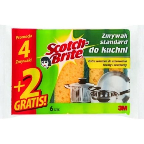 Zmywak SCOTCH-BRITE standard (4+2szt) UU009160365 3M Zmywak SCOTCH-BRITE standard (4+2szt) UU009160365 3M