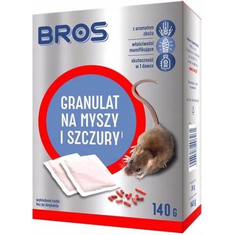 Granulat na myszy i szczury 140g BROS Granulat na myszy i szczury 140g BROS