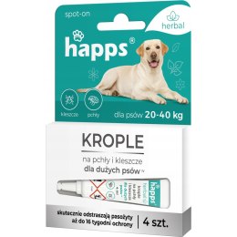 Krople na pchły i kleszcze dla dużych psów 20 - 40kg HAPPS Herbal