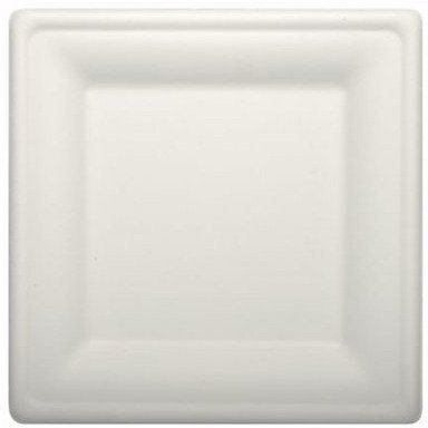 Talerz z trzciny cukrowej, kwadratowy 20x20cm biały(50szt)84586 100% bio Talerz z trzciny cukrowej, kwadratowy 20x20cm biały(50szt)84586 100% bio