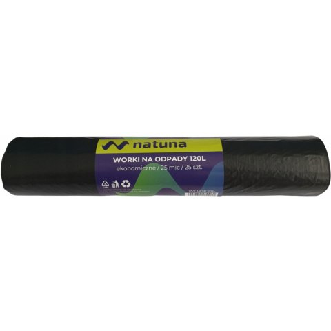Worki na śmieci 120L 25mic LDPE ekonomiczne NATUNA (25szt)