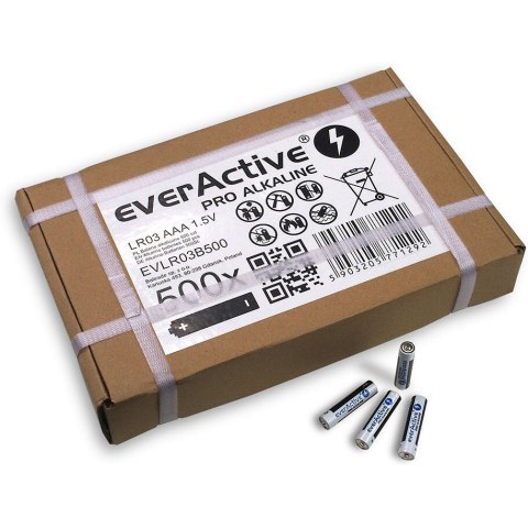 Bateria EVERACTIVE Pro Alkaline AAA/LR03 alkaliczna pudełko (500szt) Bateria EVERACTIVE Pro Alkaline AAA/LR03 alkaliczna pudełko (500szt)