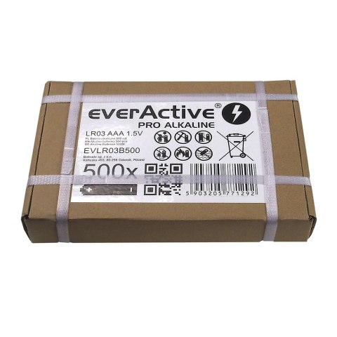 Bateria EVERACTIVE Pro Alkaline AAA/LR03 alkaliczna pudełko (500szt) Bateria EVERACTIVE Pro Alkaline AAA/LR03 alkaliczna pudełko (500szt)