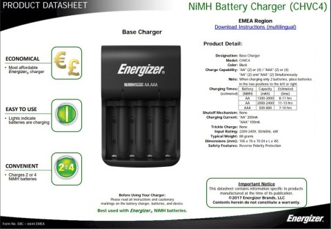 Ładowarka do akumulatorków Ni-MH ENERGIZER BASE + 4xAA/HR6 1300mAh Ładowarka do akumulatorków Ni-MH ENERGIZER BASE + 4xAA/HR6 1300mAh