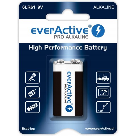 Bateria EVERACTIVE Pro Alkaline 9V/6LR61 alkaliczna blister Bateria EVERACTIVE Pro Alkaline 9V/6LR61 alkaliczna blister