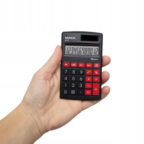 Kalkulator kieszonkowy M12 12-pozycyjny czarny 72614/90 ML MAUL Kalkulator kieszonkowy M12 12-pozycyjny czarny 72614/90 ML MAUL