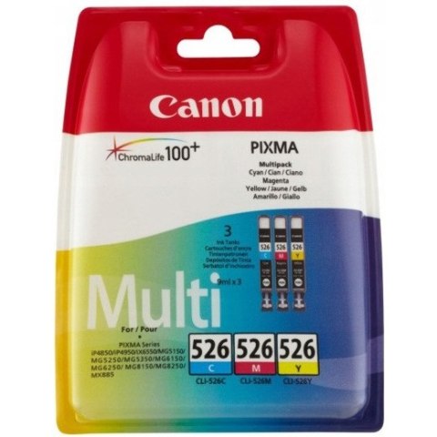 Tusz CANON (CLI-526CMY/4541B012AB) nieb+ purp+żółt (3szt) Tusz CANON (CLI-526CMY/4541B012AB) nieb+ purp+żółt (3szt)