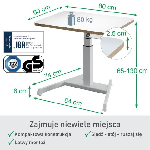 Biurko Leitz Ergo białe do pracy w pozycji siedzącej i stojącej obsługiwane elektronicznie 65340001 Biurko Leitz Ergo białe do pracy w pozycji siedzącej i stojącej obsługiwane elektronicznie 65340001