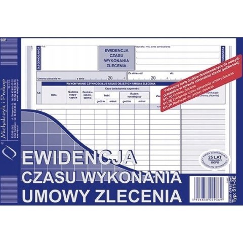 511-3E Ewidencja czasu wykonania zlecenia A5 offset MICHALCZYK&PROKOP 511-3E Ewidencja czasu wykonania zlecenia A5 offset MICHALCZYK&PROKOP