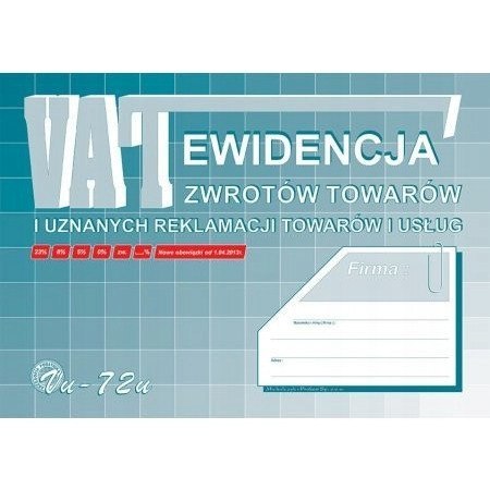 Vu72-u Ewidencja VAT zwrot tow.i uznan. reklamacji A4 Michalczyk i Prokop Vu72-u Ewidencja VAT zwrot tow.i uznan. reklamacji A4 Michalczyk i Prokop