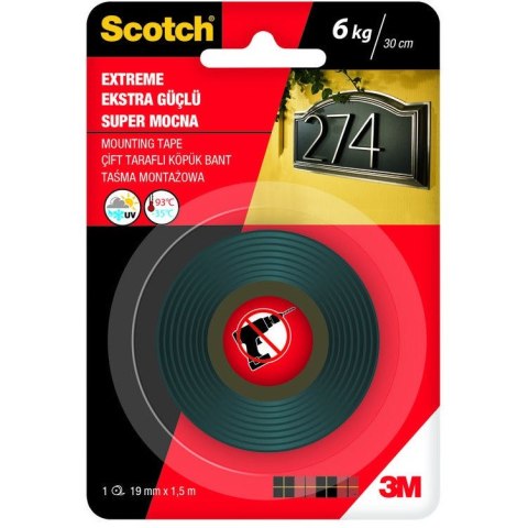 Taśma montażowa samoprzylepna 19mm*1,5m SCOTCH 3M UU004874713 super mocna 6KG/30cm Taśma montażowa samoprzylepna 19mm*1,5m SCOTCH 3M UU004874713 super mocna 6KG/30cm