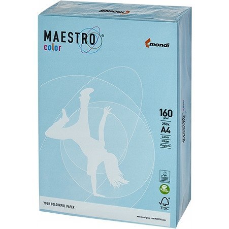 Papier ksero A4 160g MAESTRO COLOR OBL70 błękit arktyczny pastel Papier ksero A4 160g MAESTRO COLOR OBL70 błękit arktyczny pastel