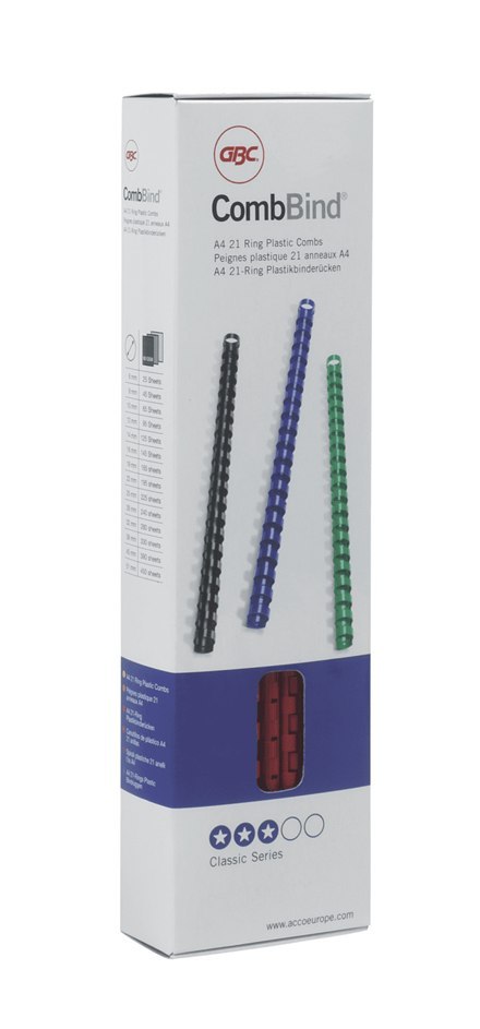 Grzbiety do bindowania plastikowe GBC Combs A4 6mm czarne 4028173 Grzbiety do bindowania plastikowe GBC Combs A4 6mm czarne 4028173