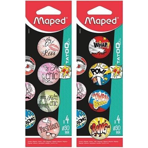 Magnesy TATOO 30mm mix wzorów 4szt. MAPED 530010 Magnesy TATOO 30mm mix wzorów 4szt. MAPED 530010