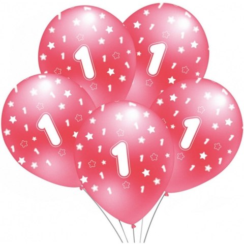 Balon różowy metalik nadruk 1 5szt. B149 GO PARTY Balon różowy metalik nadruk 1 5szt. B149 GO PARTY