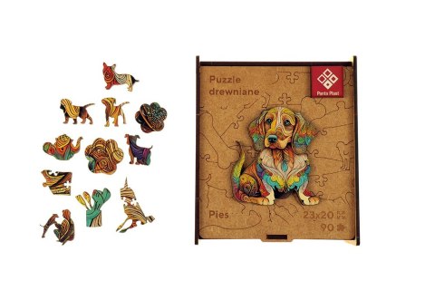Puzzle drewniane 90 elementów 23x20cm PIES 0422-0004-05 Panta Plast Puzzle drewniane 90 elementów 23x20cm PIES 0422-0004-05 Panta Plast
