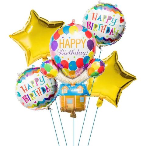 Zestaw 5 szt. balonów foliowych urodziny BCF-666 GO PARTY Zestaw 5 szt. balonów foliowych urodziny BCF-666 GO PARTY