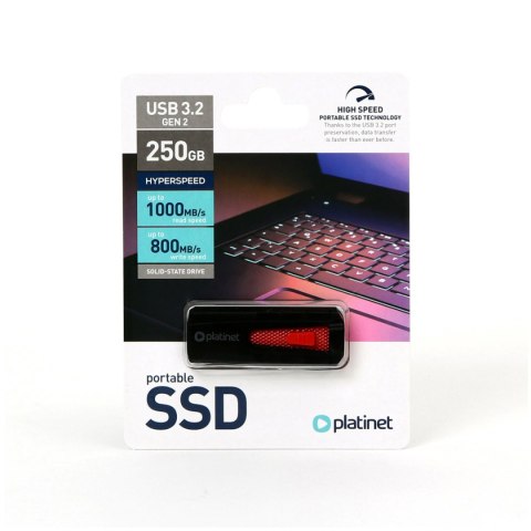 Dysk SSD zewnętrzny 250GB PLATINET USB 3.2 1053/890MB/s czarny (45868) Dysk SSD zewnętrzny 250GB PLATINET USB 3.2 1053/890MB/s czarny (45868)