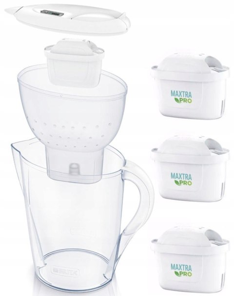 Dzbanek filtrujący BRITA Marella biały 2,4l + 3szt filtr do wody Maxtra Pro Pure Performance Dzbanek filtrujący BRITA Marella biały 2,4l + 3szt filtr do wody Maxtra Pro Pure Performance