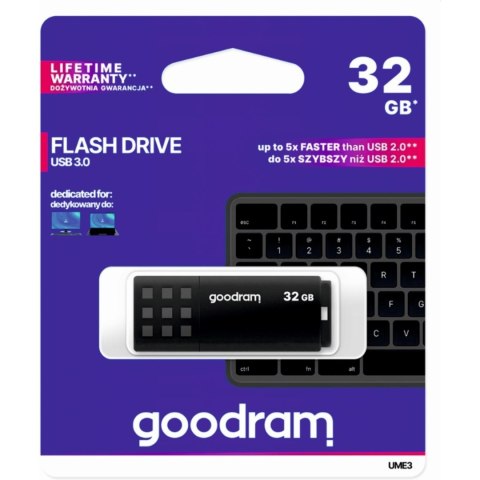 Pamięć USB 32GB GOODRAM UME3 czarny USB 3.0 UME3-0320K0R11 Pamięć USB 32GB GOODRAM UME3 czarny USB 3.0 UME3-0320K0R11