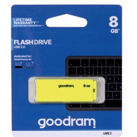 Pamięć USB 8GB GOODRAM UME2 żółty USB 2.0 UME2-0080Y0R11 Pamięć USB 8GB GOODRAM UME2 żółty USB 2.0 UME2-0080Y0R11