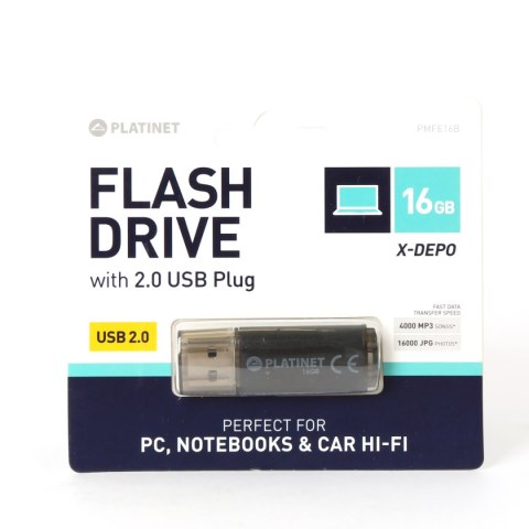 Pamięć USB-A 16GB PLATINET X-DEPO USB 2.0 czarny (40944) Pamięć USB-A 16GB PLATINET X-DEPO USB 2.0 czarny (40944)