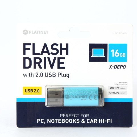 Pamięć USB-A 16GB PLATINET X-DEPO USB 2.0 niebieski (42173) Pamięć USB-A 16GB PLATINET X-DEPO USB 2.0 niebieski (42173)
