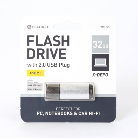 Pamięć USB-A 32GB PLATINET X-DEPO USB 2.0 srebrny (42970) Pamięć USB-A 32GB PLATINET X-DEPO USB 2.0 srebrny (42970)