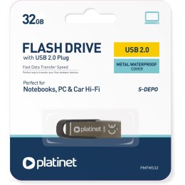Pamięć USB-A 32GB PLATINET S-DEPO USB 2.0 metalowy wodoodporny (44847)