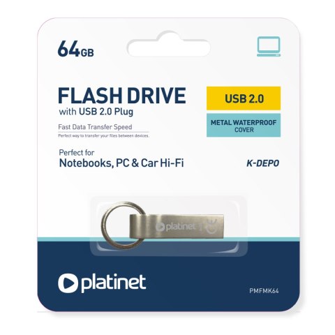 Pamięć USB-A 64GB PLATINET K-DEPO USB 2.0 metalowy wodoodporny (44851) Pamięć USB-A 64GB PLATINET K-DEPO USB 2.0 metalowy wodoodporny (44851)