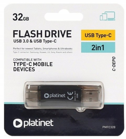 Pamięć USB-A/USB-C 32GB PLATINET C-DEPO USB 3.0 (45451) Pamięć USB-A/USB-C 32GB PLATINET C-DEPO USB 3.0 (45451)