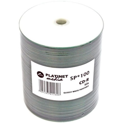 Płyta CD-R 700MB PLATINET 52x biała do nadruku spindel (100szt) (41160) Płyta CD-R 700MB PLATINET 52x biała do nadruku spindel (100szt) (41160)
