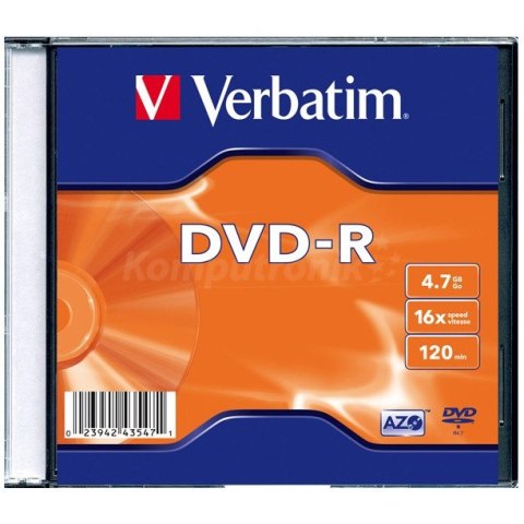 Płyta DVD-R 4,7GB VERBATIM slim kolor Matt Silver 43557 Płyta DVD-R 4,7GB VERBATIM slim kolor Matt Silver 43557