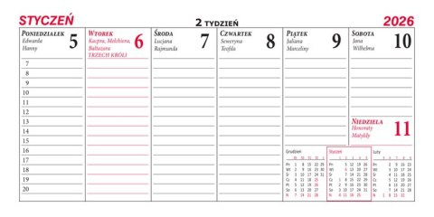 Kalendarz biurowy VENUS B5 BESKIDY tygodniowy poziomy