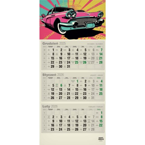 Kalendarz ścienny trójdzielny płaski KTT EKO AVANTI