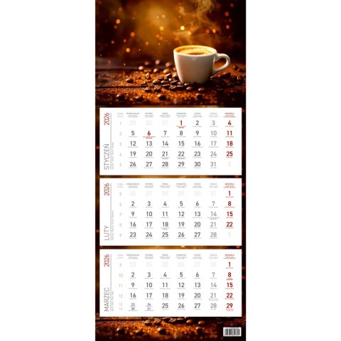 Kalendarz trójdzielny ekonomiczny KAWA 2026 KS045B Wokół Nas