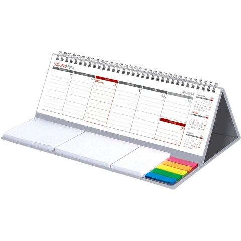 Kalendarz z notesem MAXI tygodniowy spiralowy szary 2026 KB042B Wokół Nas