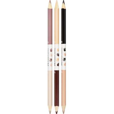 Kredki ołówkowe trójkątne 12 kolorów +3 kredki dwustronne odcienie skóry 511514 Faber- Castell