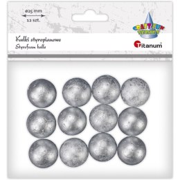 Kulki styropianowe 25mm (12 sztuk) srebrne 623442 TITANUM